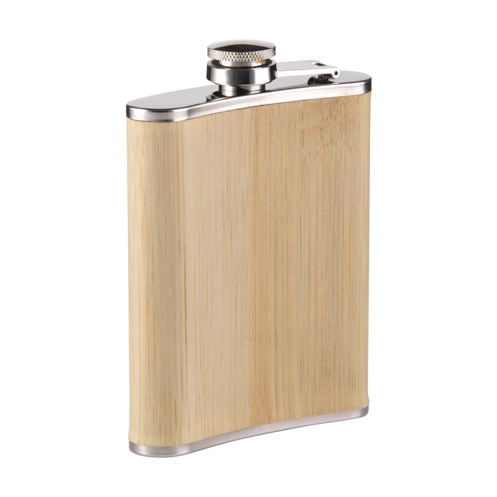 Logotrade advertising products photo of: Hipflask Bamboo 200 ml drinking bottle