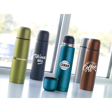 Logo trade promotional products image of: Frosted Bottle RCS Recycled Steel 500 ml thermo bottle