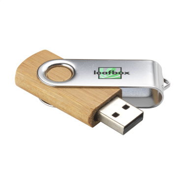 Logotrade promotional product picture of: USB Twist Bamboo from stock 32 GB