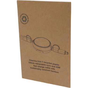 Logotrade promotional giveaways photo of: Chechia 5-in-1 recycled plastic 100 cm retractable data sync and 45W fast charge cable