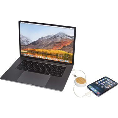 Logo trade promotional gift photo of: Chechia 5-in-1 recycled plastic 100 cm retractable data sync and 45W fast charge cable