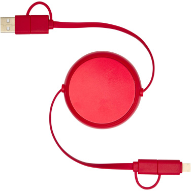 Logo trade promotional items picture of: Alasia 5-in-1 100 cm recycled plastic and aluminium retractable data sync and 45W fast charge cable