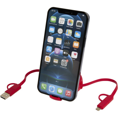Logotrade promotional giveaway picture of: Alasia 5-in-1 100 cm recycled plastic and aluminium retractable data sync and 45W fast charge cable