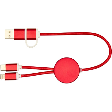 Logo trade promotional merchandise image of: Alasia 5-in-1 recycled aluminium and plastic 30 cm data sync and 27W fast charge cable