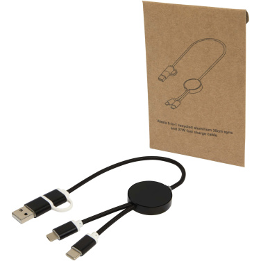 Logotrade corporate gift picture of: Alasia 5-in-1 recycled aluminium and plastic 30 cm data sync and 27W fast charge cable