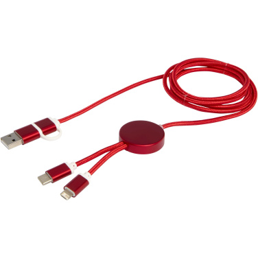 Logo trade corporate gifts image of: Alasia 5-in-1 recycled aluminium and plastic 150 cm data sync and 27W fast charge cable