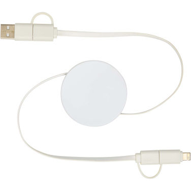 Logo trade promotional products image of: Citala 5-in-1 recycled plastic 90 cm retractable data sync and 40W fast charge cable