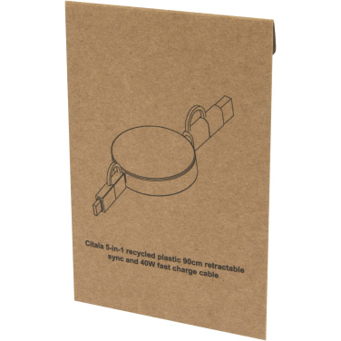 Logotrade promotional merchandise image of: Citala 5-in-1 recycled plastic 90 cm retractable data sync and 40W fast charge cable