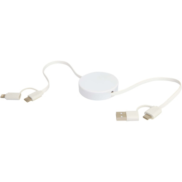 Logo trade advertising products image of: Citala 5-in-1 recycled plastic 90 cm retractable data sync and 40W fast charge cable