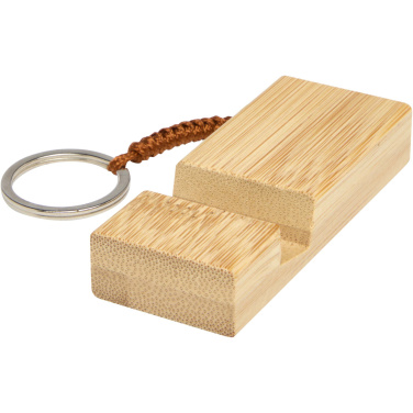 Logo trade promotional gifts picture of: Bosona bamboo phone holder with keychain