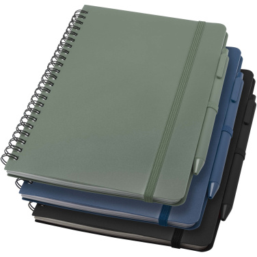 Logo trade promotional gifts image of: Thalaasa A5 ocean-bound hard cover notebook with ballpoint pen (black ink)
