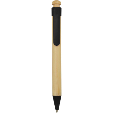 Logo trade promotional gift photo of: Rattan bamboo and recycled plastic ballpoint pen (black ink)