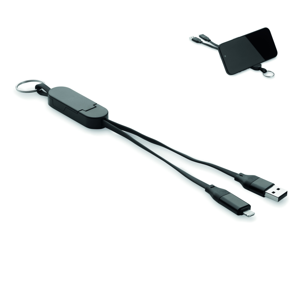 Logo trade promotional merchandise picture of: 60W cable keyring recycled ABS