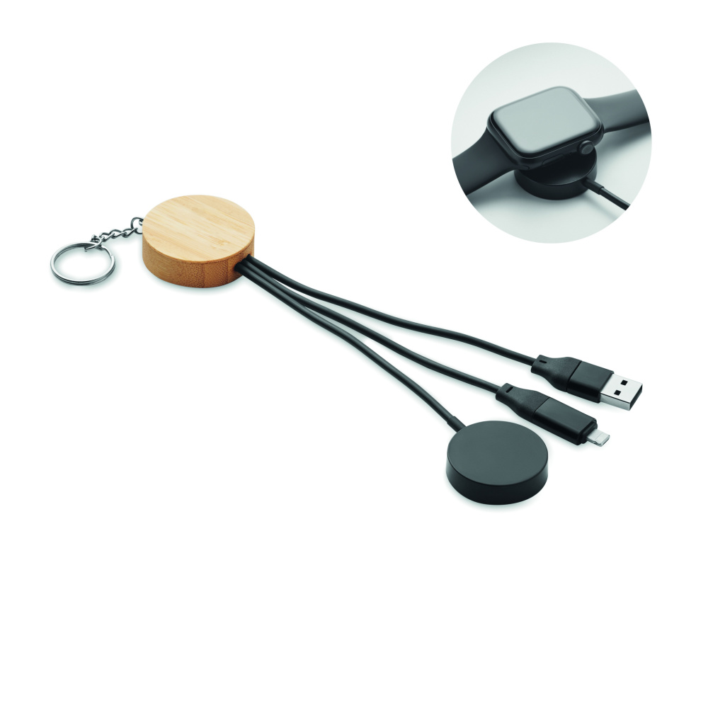 Logo trade promotional merchandise picture of: Key ring with 4 in 1 60W cable