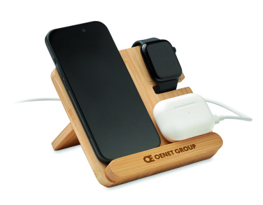 Logo trade promotional gifts picture of: 3 in 1 15W wireless charger
