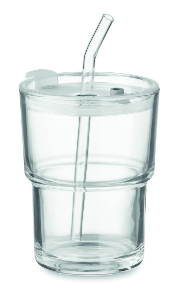 Logotrade promotional gifts photo of: Glass tumbler with straw 400ml