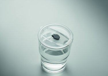 Logotrade promotional item image of: Glass tumbler with straw 400ml