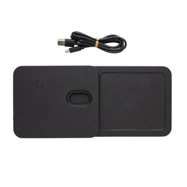 Logotrade promotional giveaway image of: Swiss Peak 3 in 1 RCS recycled PU wireless charger desk tray