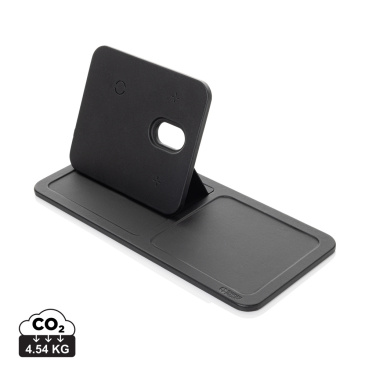 Logo trade promotional gifts image of: Swiss Peak 3 in 1 RCS recycled PU wireless charger desk tray