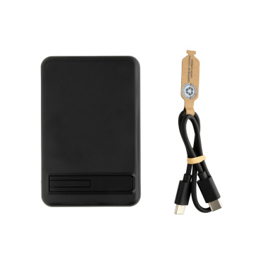 Logo trade business gifts image of: Zen RCS rplastic 5000 mah 5W magnetic bamboo powerbank