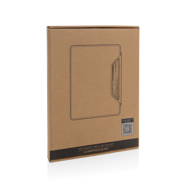 Logotrade promotional giveaway image of: Teri AWARE™ RPET and walnut A4 portfolio