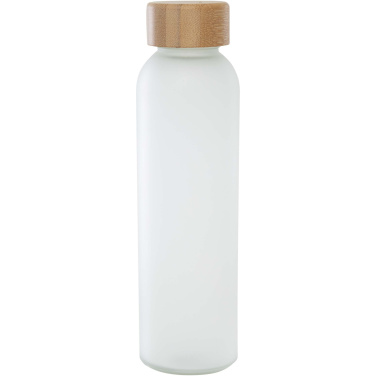 Logo trade business gifts image of: Lume 500 ml matte soda lime glass bottle with bamboo lid