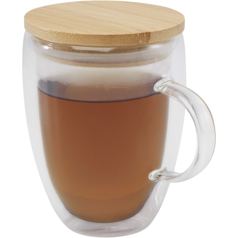 Logo trade promotional merchandise picture of: Leona 350 ml glass cup with bamboo lid