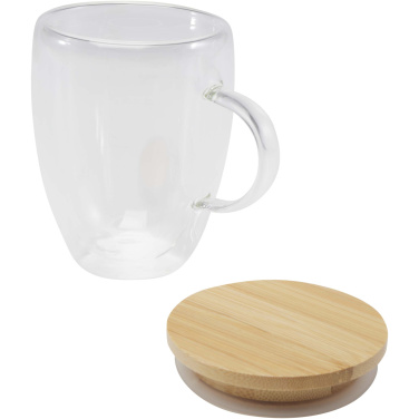 Logotrade advertising product picture of: Leona 350 ml glass cup with bamboo lid