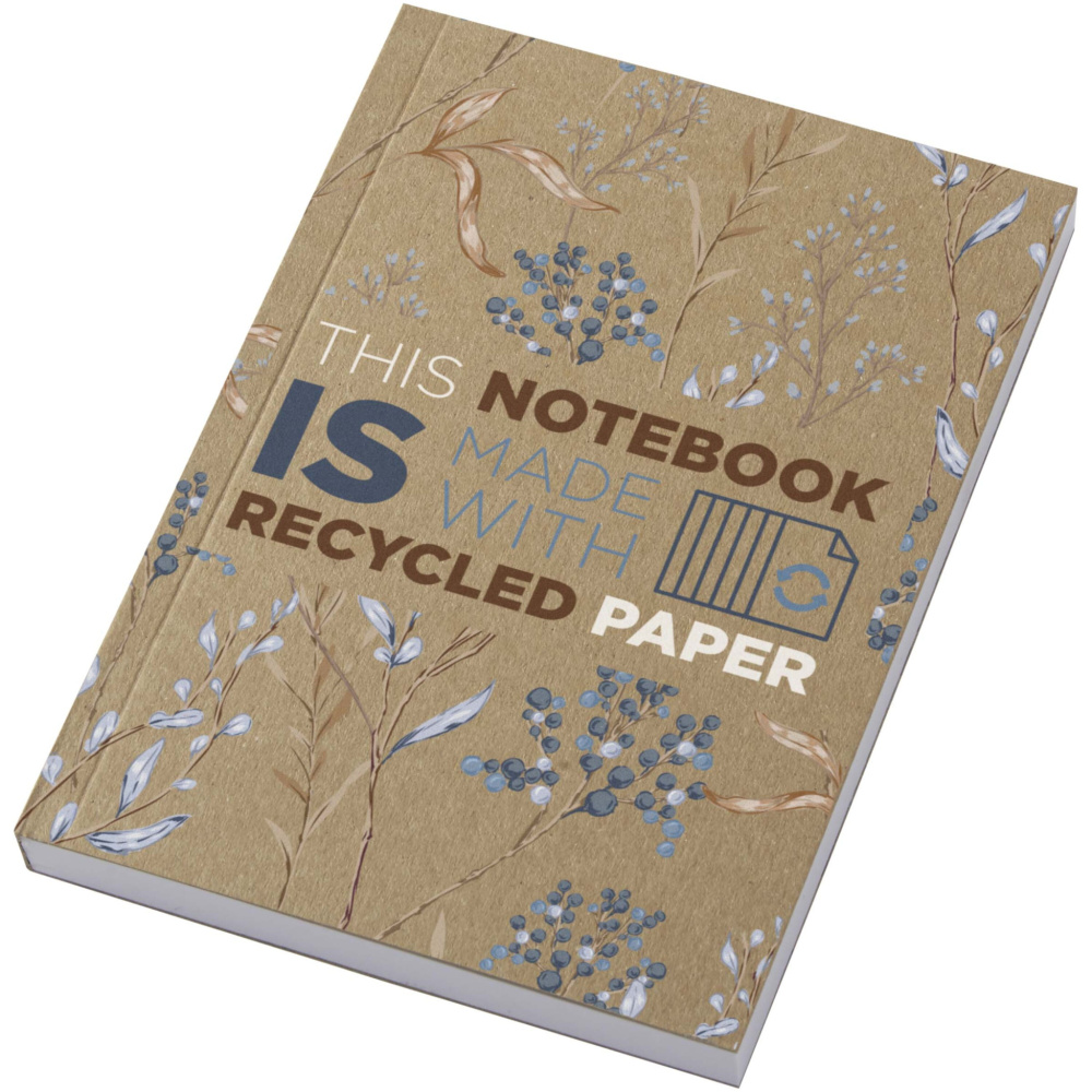 Logo trade promotional products image of: Novella Austen A6 recycled soft cover kraft notebook - 100 sheets