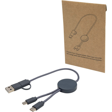 Logo trade promotional items picture of: Citala 5-in-1 recycled plastic 30 cm data sync and 27W fast charge cable