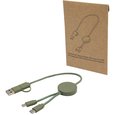 Logo trade promotional giveaways picture of: Citala 5-in-1 recycled plastic 30 cm data sync and 27W fast charge cable