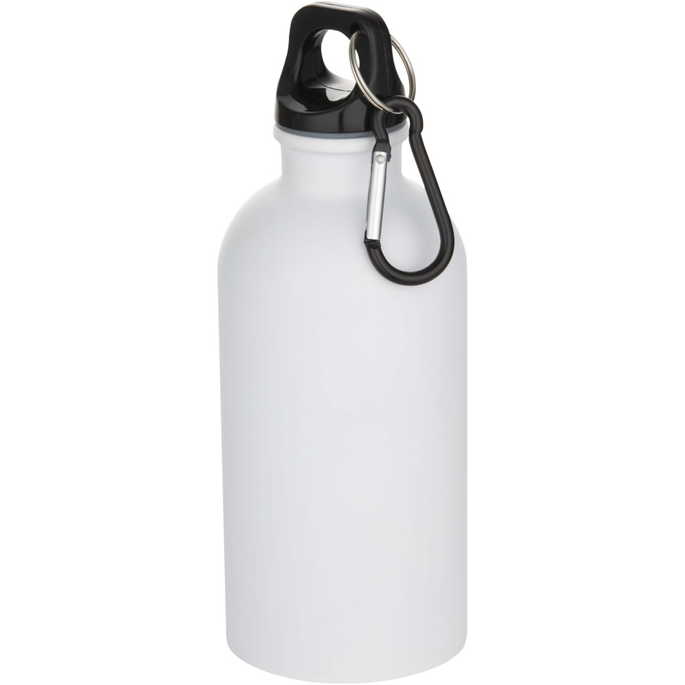 Logo trade promotional giveaways picture of: Oregon 400 ml matte RCS recycled single wall stainless steel water bottle with carabiner