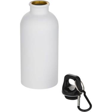 Logotrade promotional merchandise picture of: Oregon 400 ml matte RCS recycled single wall stainless steel water bottle with carabiner