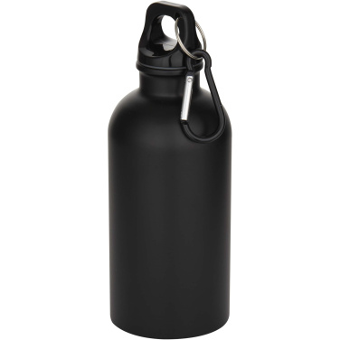 Logo trade promotional gift photo of: Oregon 400 ml matte RCS recycled single wall stainless steel water bottle with carabiner
