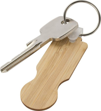 Logo trade promotional giveaways image of: Ronan bamboo trolley keychain