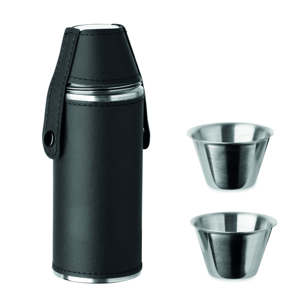 Logo trade promotional gifts image of: Hip flask with shot cups