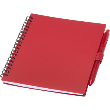 Logo trade advertising product photo of: Niove recycled plastic soft cover notebook and ballpoint pen set (blue ink)