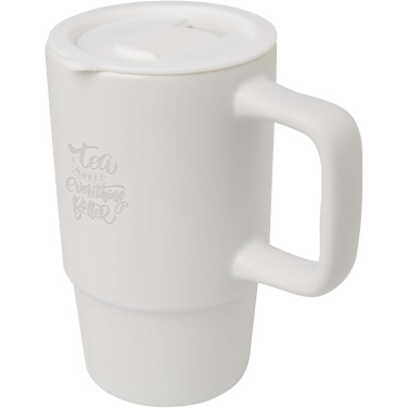 Logotrade promotional item image of: Carter 450 ml ceramic mug with plastic lid