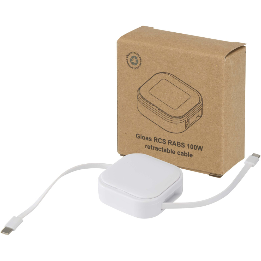 Logotrade corporate gift picture of: Gloas 5-in-1 recycled retractable data sync and 100W fast charge cable with smartphone tool kit
