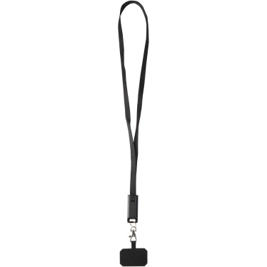 Logotrade corporate gift image of: Franz recycled plastic smartphone lanyard with built-in data sync and 65W fast charge 5-in-1 cable