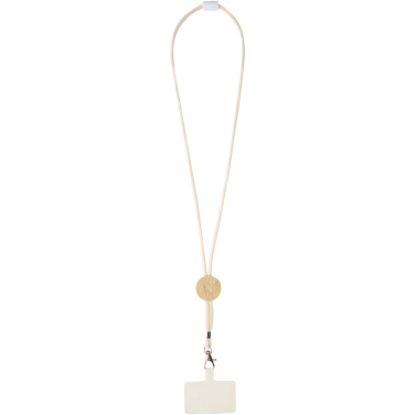 Logo trade business gifts image of: Adhab smartphone lanyard with bamboo details