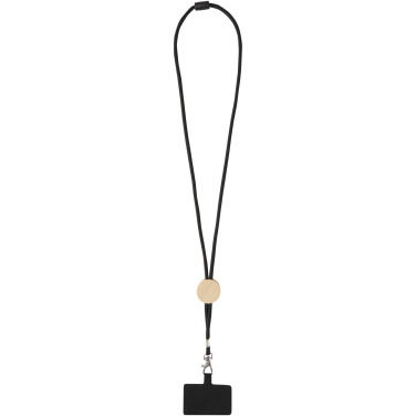 Logo trade promotional gifts picture of: Adhab smartphone lanyard with bamboo details