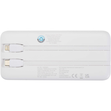 Logo trade business gift photo of: Adhil 10.000 mAh 10W recycled plastic power bank with 2 built-in cables