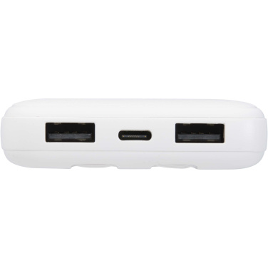 Logo trade advertising products image of: Adhil 10.000 mAh 10W recycled plastic power bank with 2 built-in cables