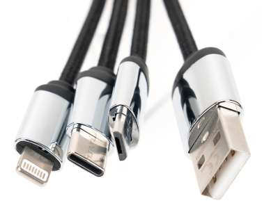 Logotrade promotional item image of: 4-in-1 cable with elighted logo in a wooden casing