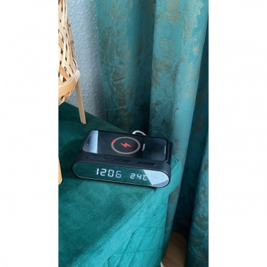 Logo trade business gifts image of: Alarm Clock and Wireless Charger ADELAIDE