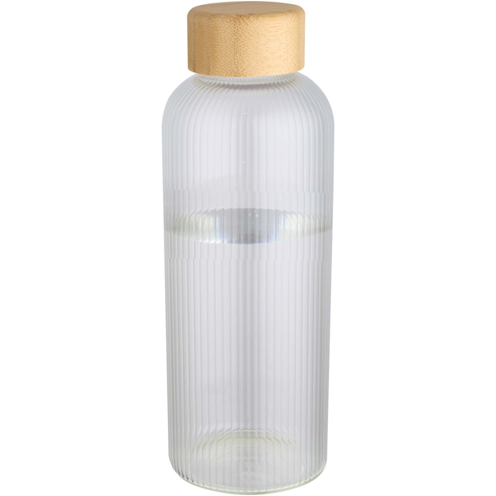 Logo trade promotional items image of: Mirage 650 ml single-walled borosilicate glass bottle with bamboo lid