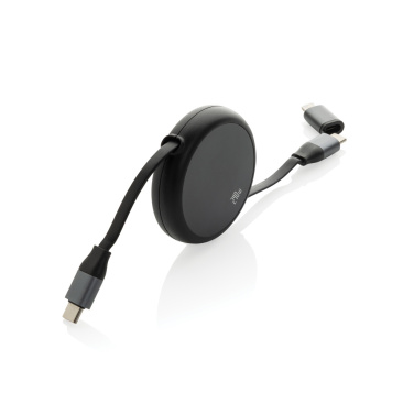 Logotrade promotional gift image of: Terra RCS recycled aluminium retractable 240W 2-in-1 cable