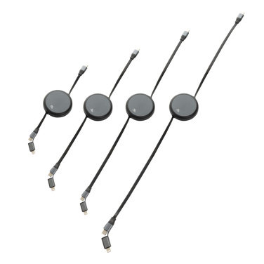 Logotrade promotional item picture of: Terra RCS recycled aluminium retractable 240W 2-in-1 cable