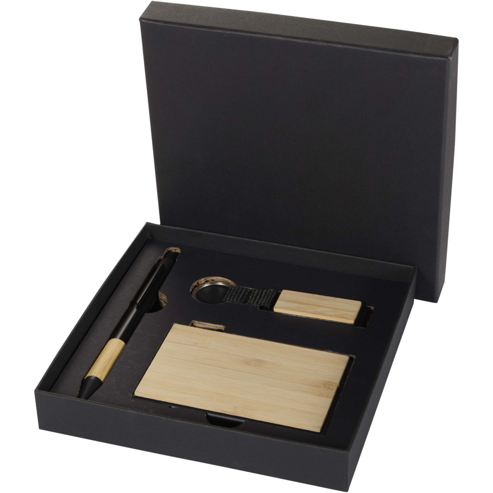 Logo trade promotional item photo of: Minka RCS recycled aluminium ballpoint pen, keychain and RFID card holder gift set